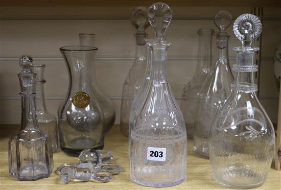 A collection of Irish Georgian decanters and others